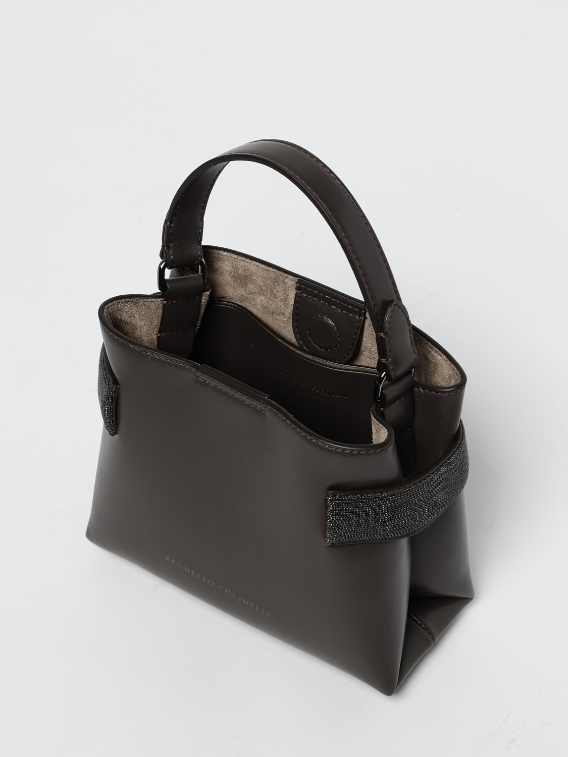 BRUNELLO CUCINELLI MINI SAC: Sac porté épaule femme Brunello Cucinelli, Brun - Img 5