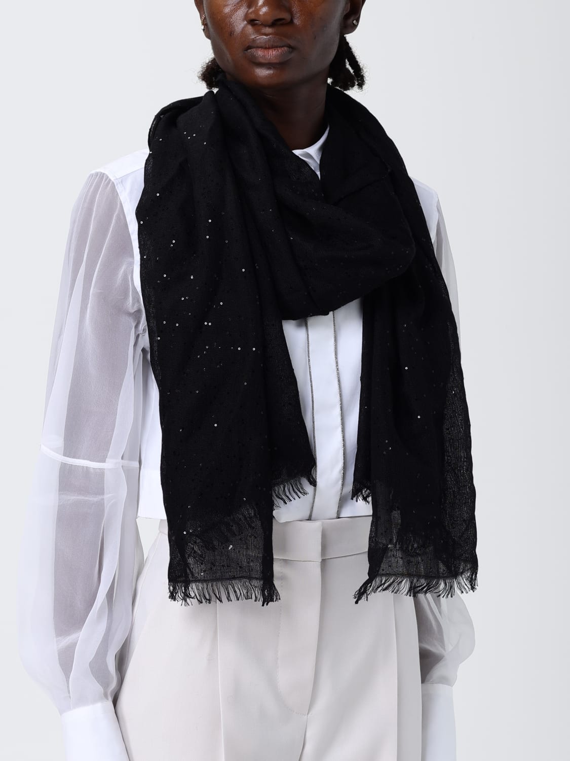 BRUNELLO CUCINELLI SCHAL: Schal damen Brunello Cucinelli, Schwarz - Img 2