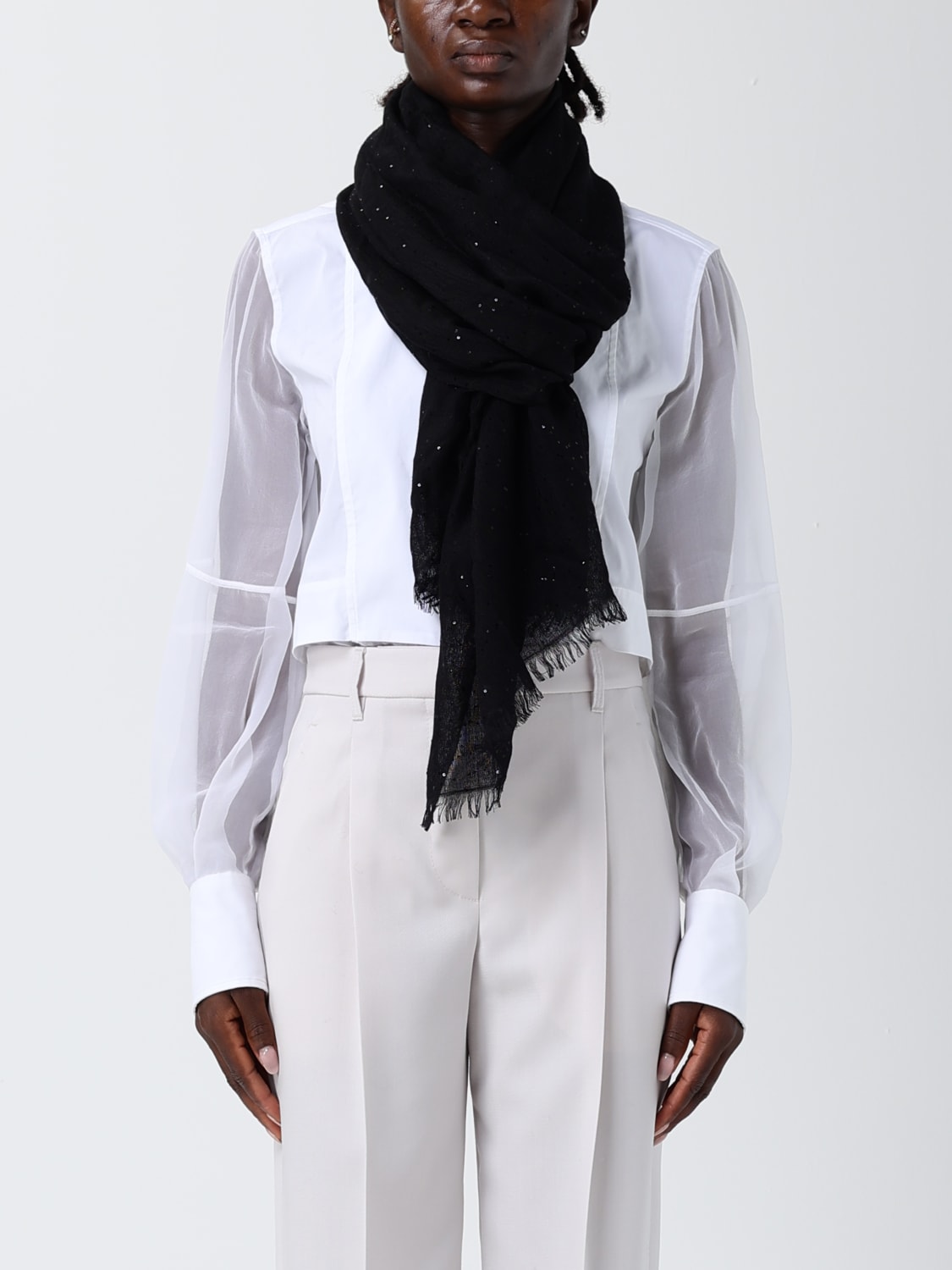 BRUNELLO CUCINELLI SCHAL: Schal damen Brunello Cucinelli, Schwarz - Img 4