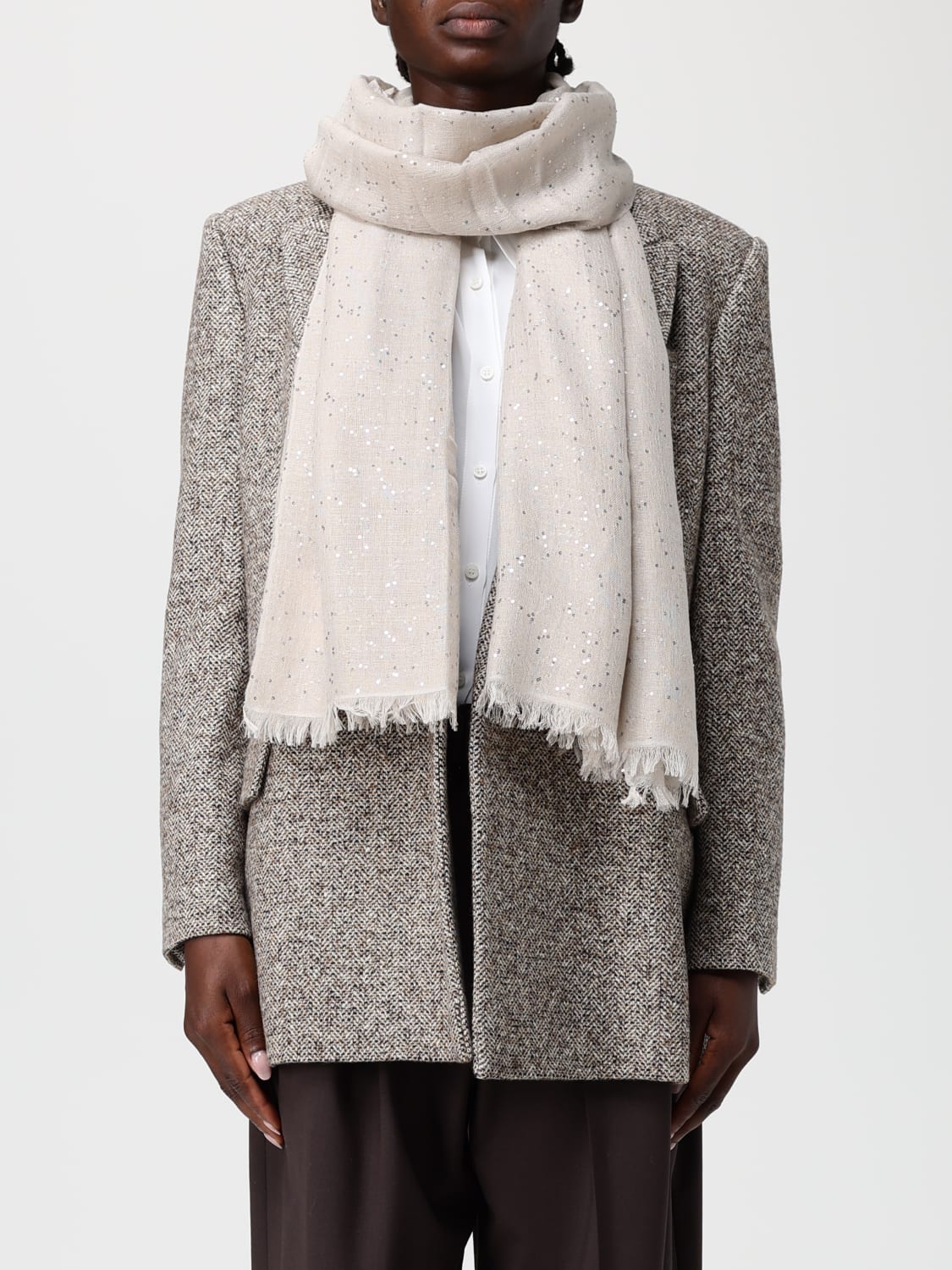 BRUNELLO CUCINELLI SCHAL: Schal damen Brunello Cucinelli, Beige - Img 2