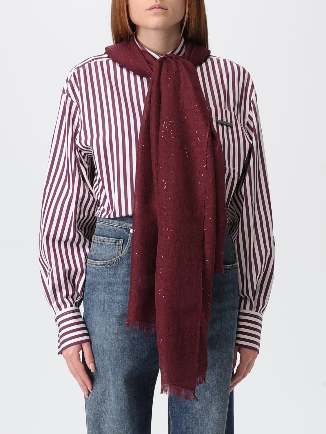 BRUNELLO CUCINELLI SCHAL: Schal damen Brunello Cucinelli, Burgunderrot - Img 2