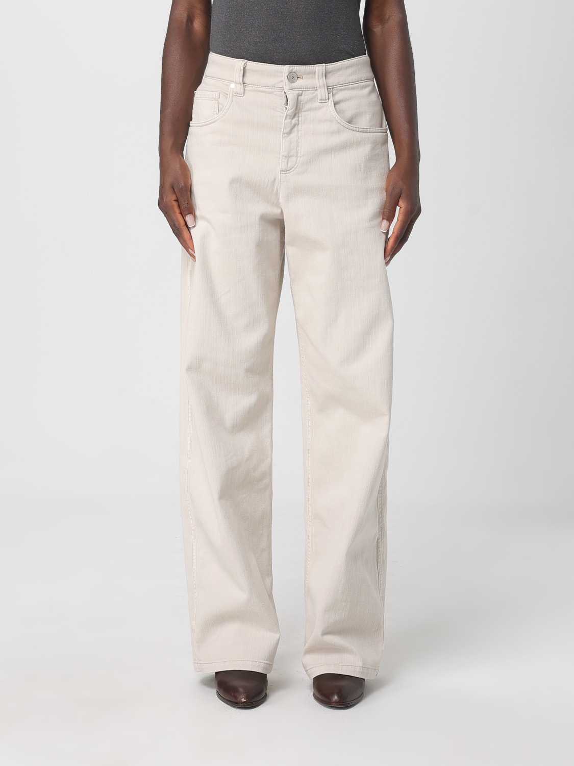 BRUNELLO CUCINELLI JEANS: Jeans woman Brunello Cucinelli, Beige - Img 1