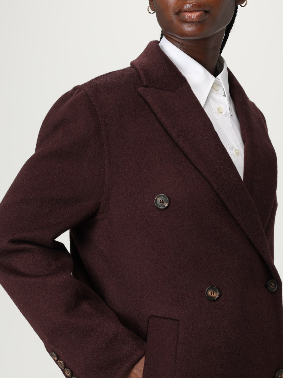 BRUNELLO CUCINELLI MANTEL: Mantel damen Brunello Cucinelli, Burgunderrot - Img 5