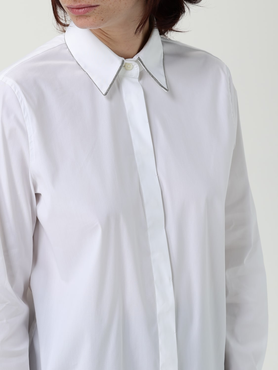 BRUNELLO CUCINELLI HEMDBLUSE: Hemdbluse damen Brunello Cucinelli, Weiß - Img 4