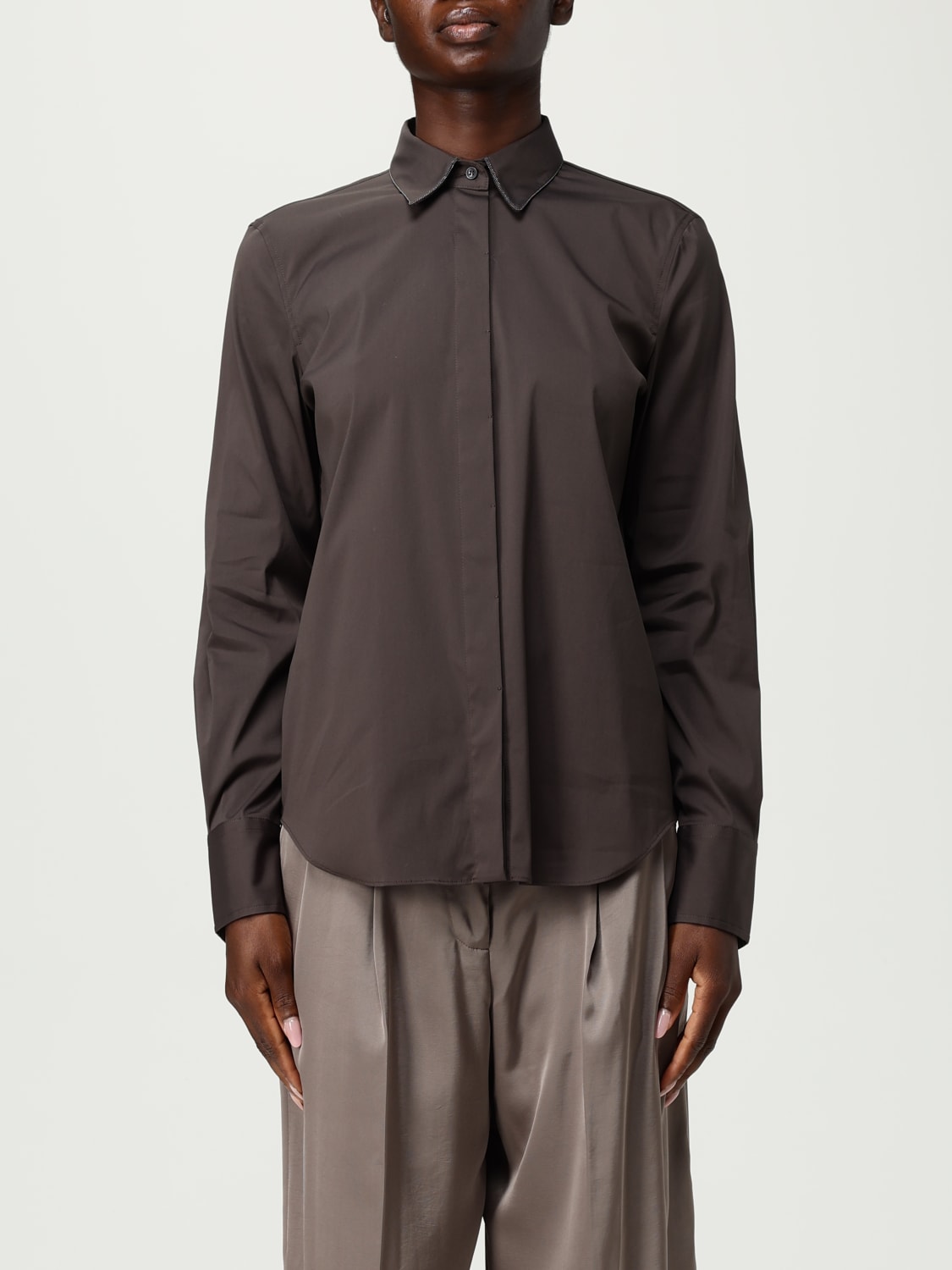 BRUNELLO CUCINELLI SHIRT: Shirt woman Brunello Cucinelli, Cocoa - Img 1