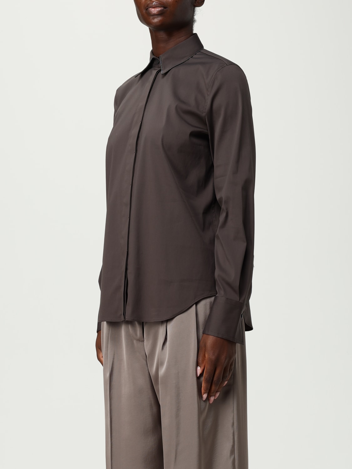 BRUNELLO CUCINELLI SHIRT: Shirt woman Brunello Cucinelli, Cocoa - Img 4