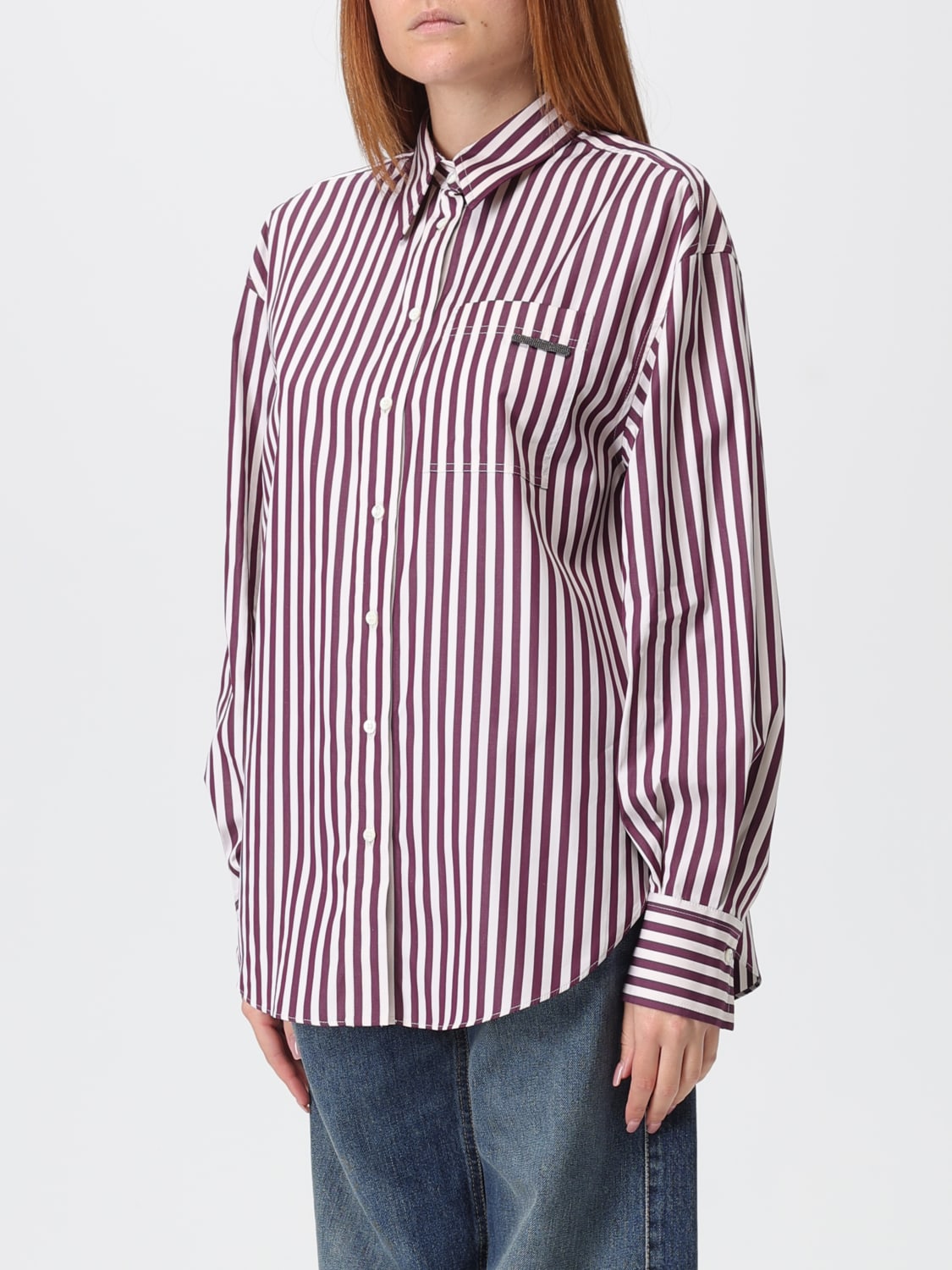 BRUNELLO CUCINELLI CHEMISE: Chemise femme Brunello Cucinelli, Bordeaux - Img 4