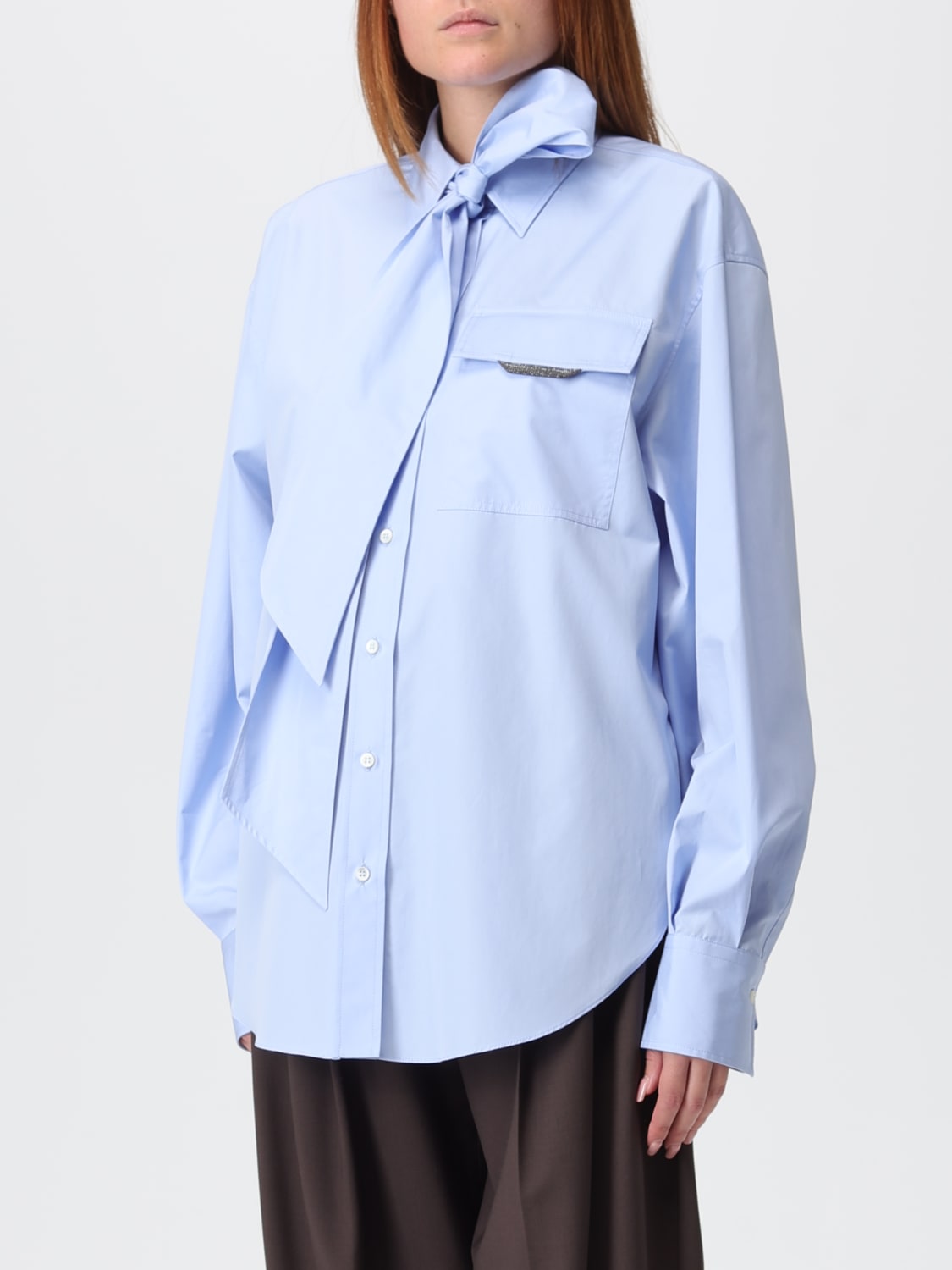 BRUNELLO CUCINELLI CAMICIA: Camicia Brunello Cucinelli in popeline di cotone , Azzurro - Img 4