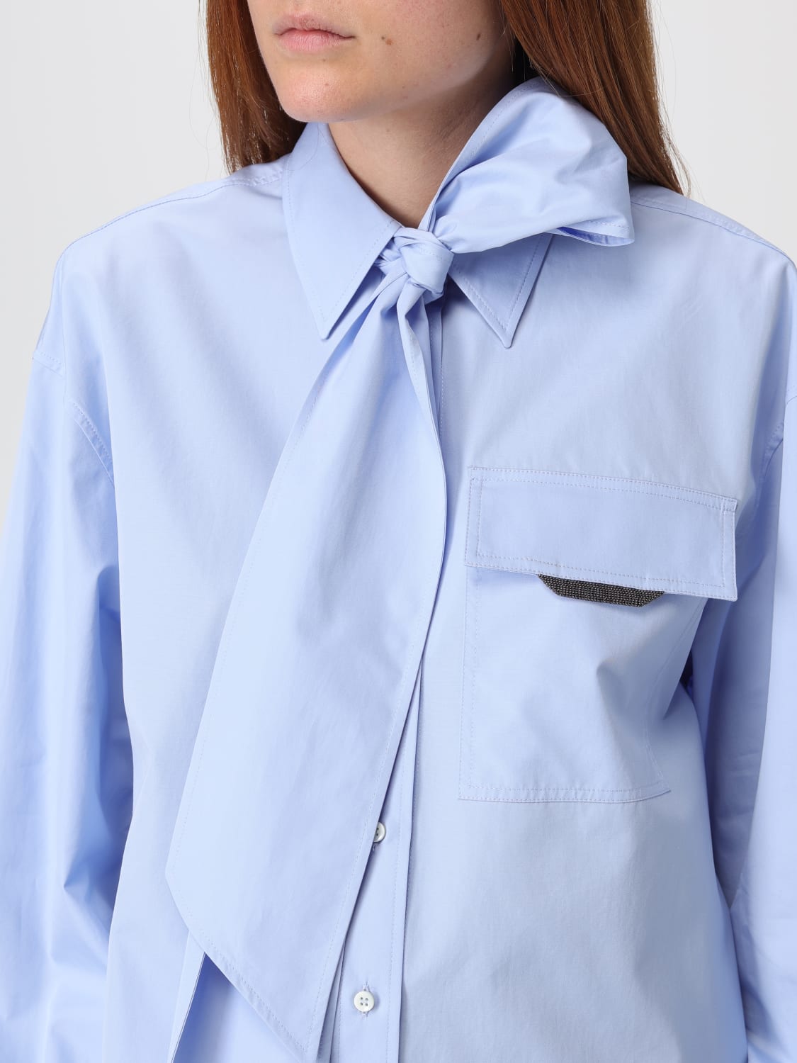 BRUNELLO CUCINELLI CAMICIA: Camicia Brunello Cucinelli in popeline di cotone , Azzurro - Img 5