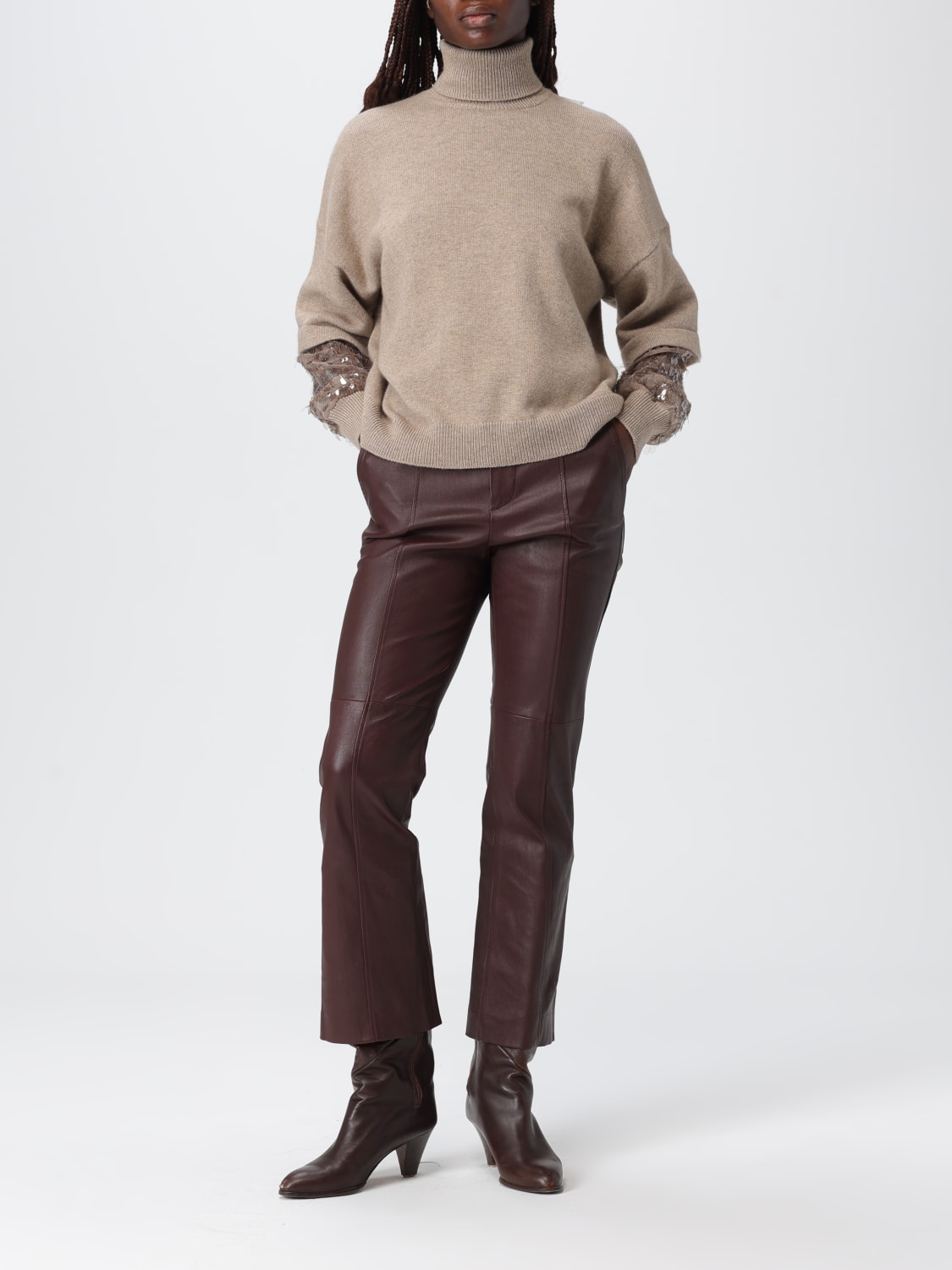 BRUNELLO CUCINELLI PULL: Pull femme Brunello Cucinelli, Beige - Img 2