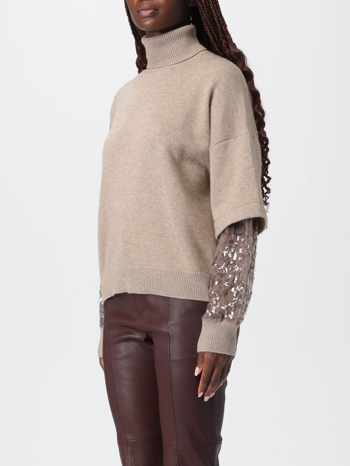 BRUNELLO CUCINELLI PULL: Pull femme Brunello Cucinelli, Beige - Img 4