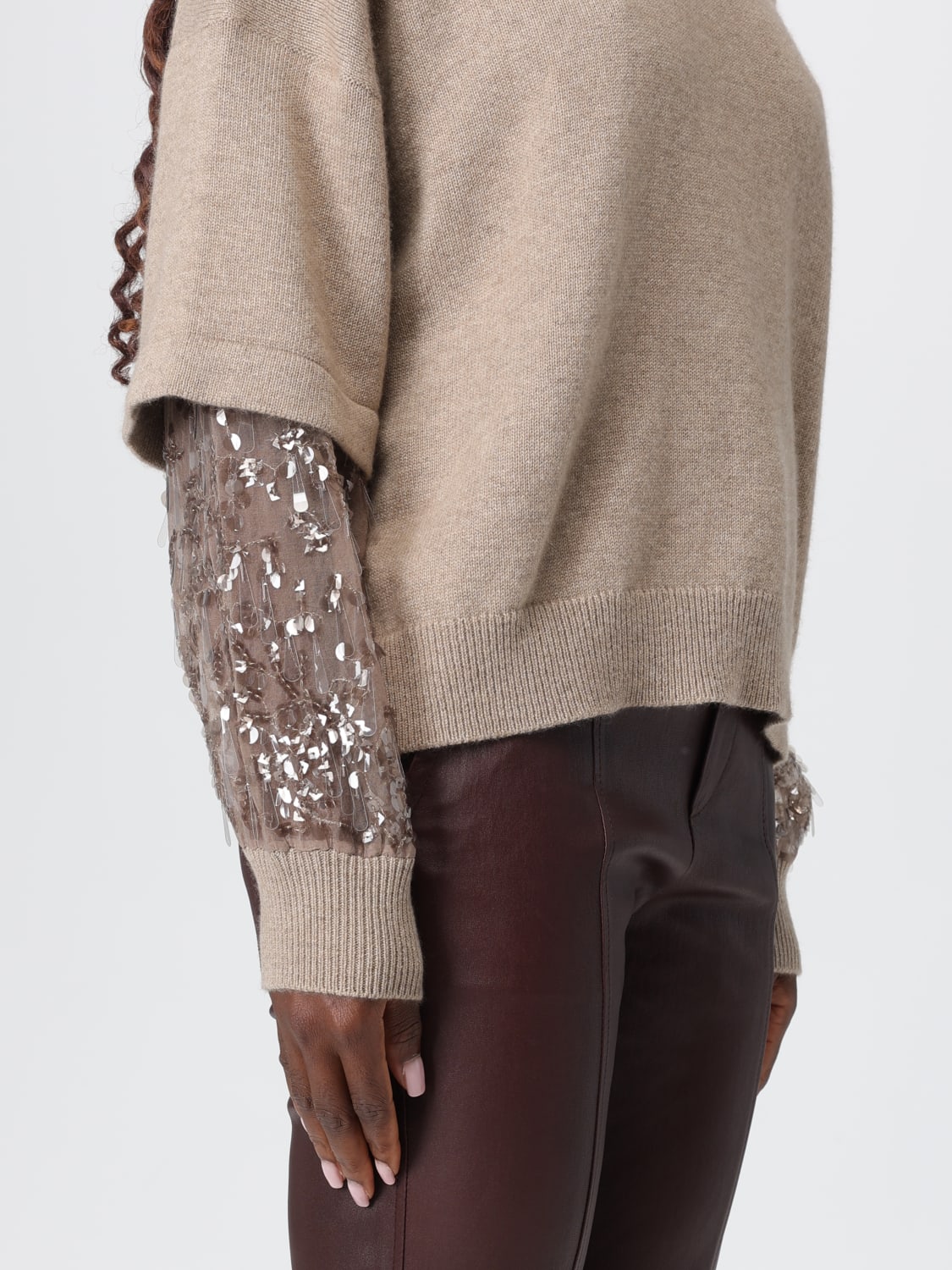 BRUNELLO CUCINELLI PULL: Pull femme Brunello Cucinelli, Beige - Img 5