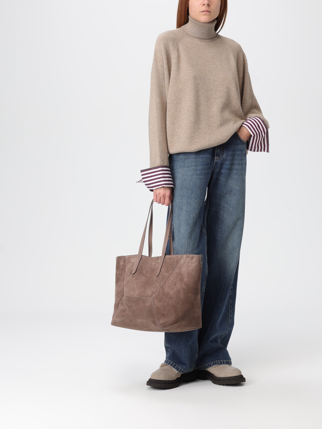 BRUNELLO CUCINELLI 毛衣: 毛衣 女士 Brunello Cucinelli, 米色 - Img 2