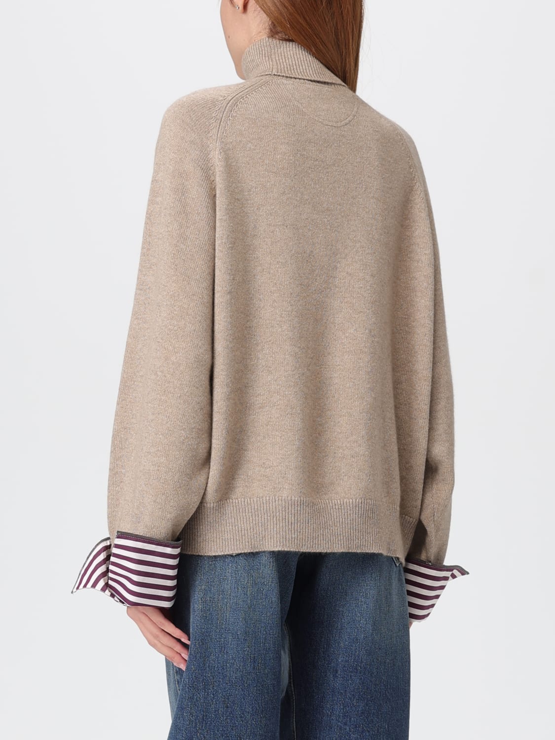 BRUNELLO CUCINELLI 毛衣: 毛衣 女士 Brunello Cucinelli, 米色 - Img 3