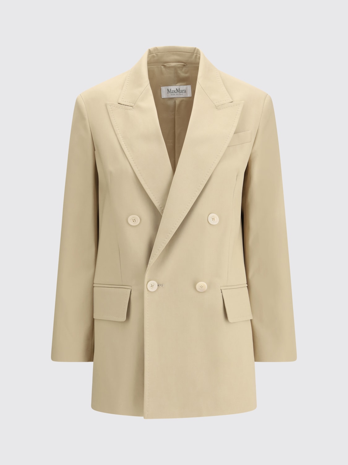 MAX MARA GIACCA: Blazer doppiopetto Max Mara in cotone stretch , Sabbia - Img 1