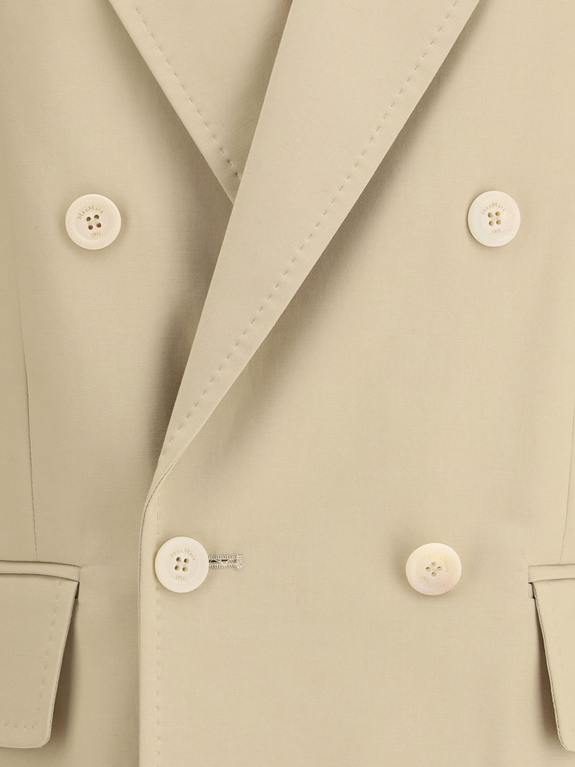 MAX MARA GIACCA: Blazer doppiopetto Max Mara in cotone stretch , Sabbia - Img 3