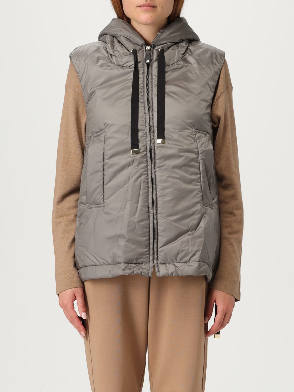 MAX MARA THE CUBE WAISTCOAT: Max Mara The Cube nylon padded vest, Charcoal - Img 1