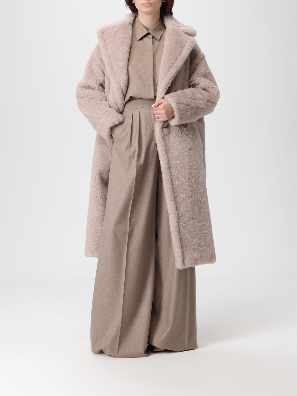 MAX MARA FUR COAT: Coat woman Max Mara, Beige - Img 2