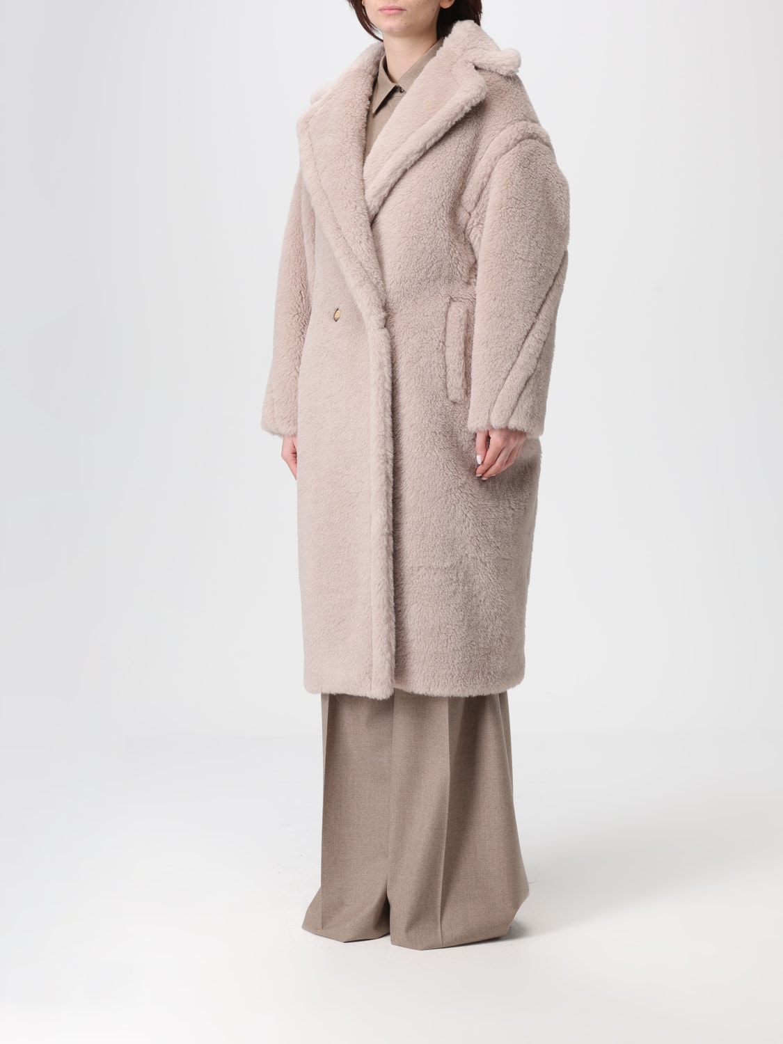 MAX MARA FUR COAT: Coat woman Max Mara, Beige - Img 4
