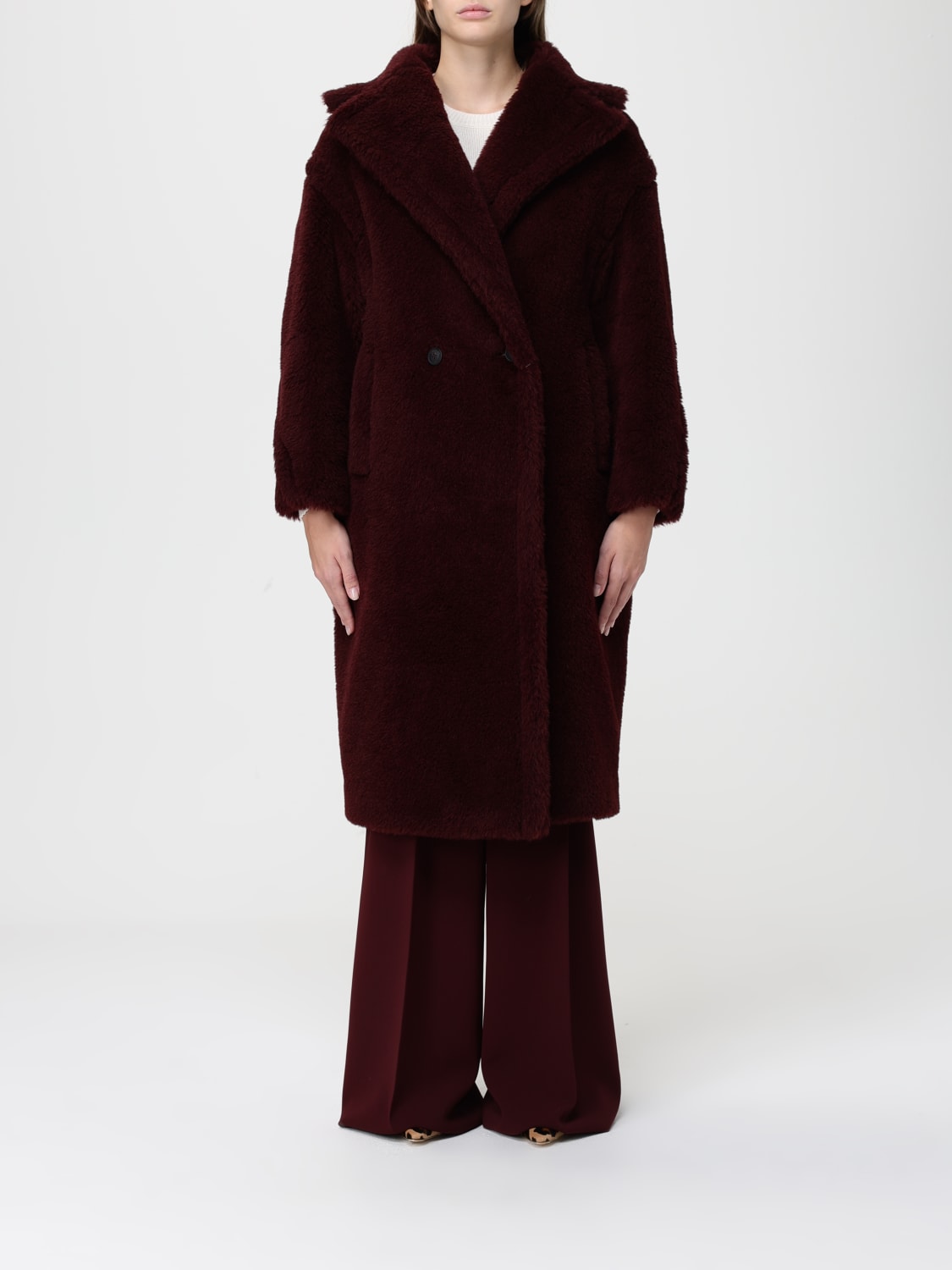 MAX MARA FUR COAT: Coat woman Max Mara, Burgundy - Img 1