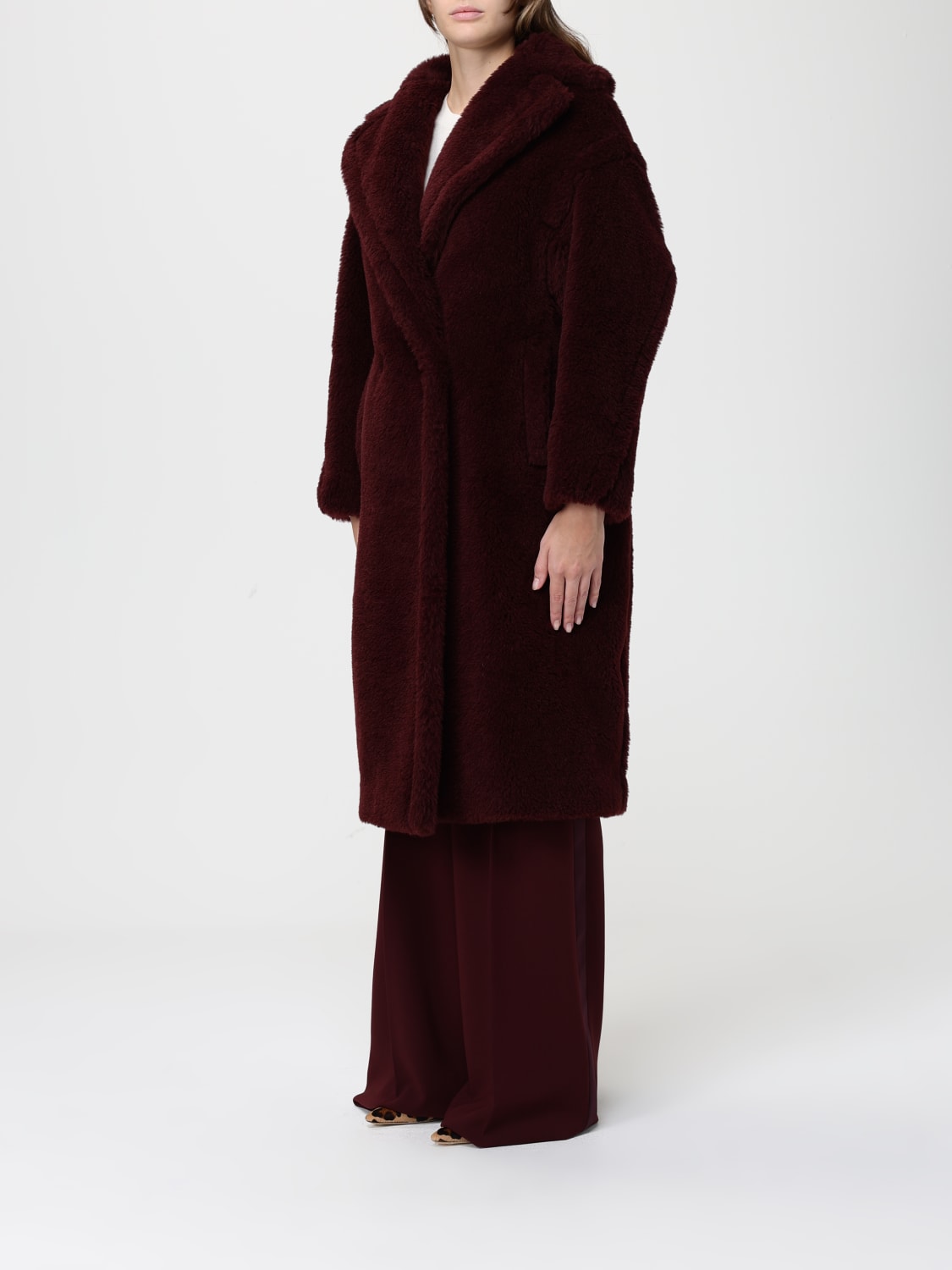 MAX MARA FUR COAT: Coat woman Max Mara, Burgundy - Img 4