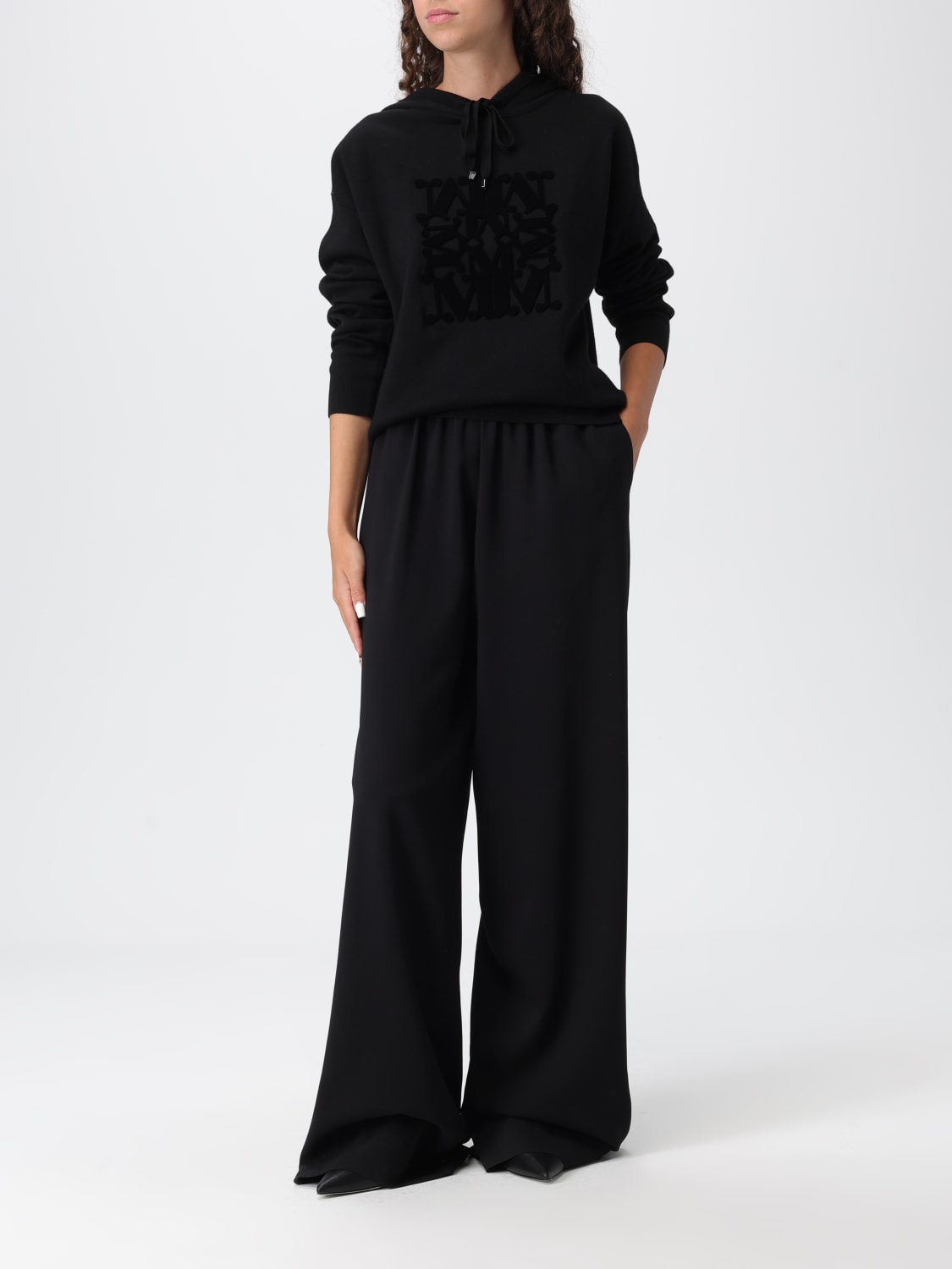 MAX MARA FELPA: Felpa in maglia Taddeo con monogram Max Mara, Nero - Img 2