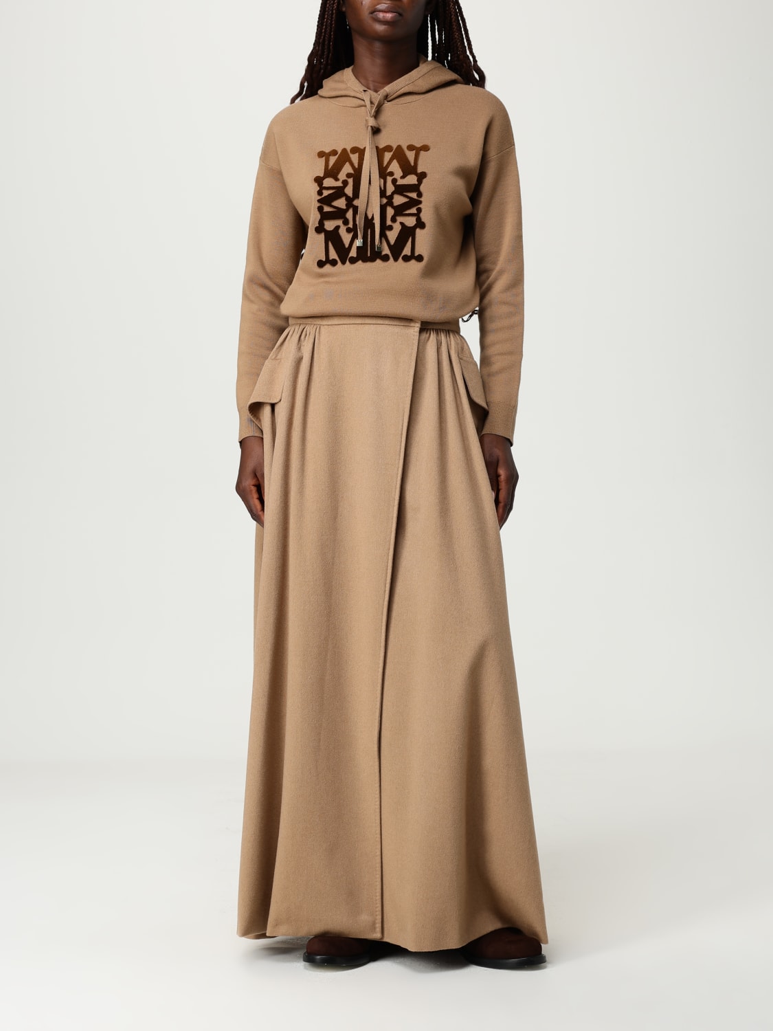 MAX MARA FELPA: Felpa in maglia Taddeo con monogram Max Mara, Cammello - Img 2