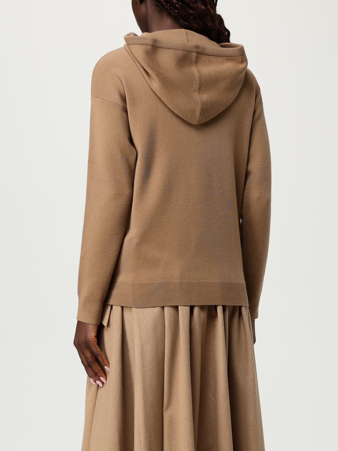 MAX MARA FELPA: Felpa in maglia Taddeo con monogram Max Mara, Cammello - Img 3