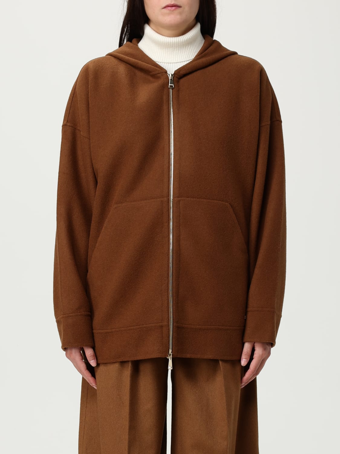 MAX MARA FELPA: Felpa Max Mara in lana vergine e cashmere , Cuoio - Img 1