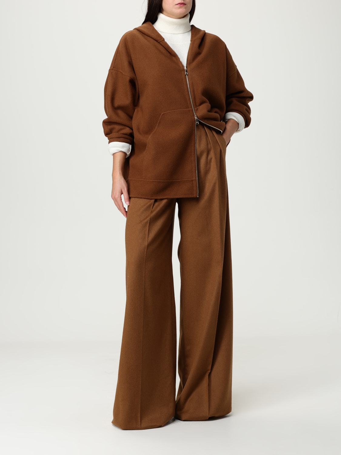 MAX MARA FELPA: Felpa Max Mara in lana vergine e cashmere , Cuoio - Img 2