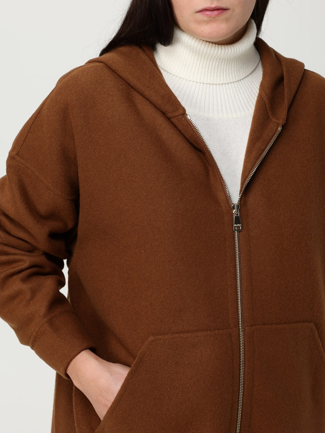 MAX MARA FELPA: Felpa Max Mara in lana vergine e cashmere , Cuoio - Img 5