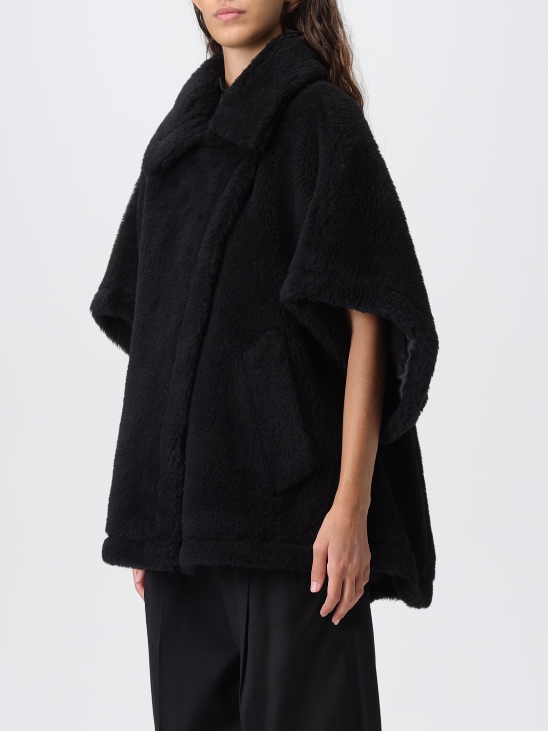 MAX MARA ABRIGO DE PIEL: Capa mujer Max Mara, Negro - Img 4