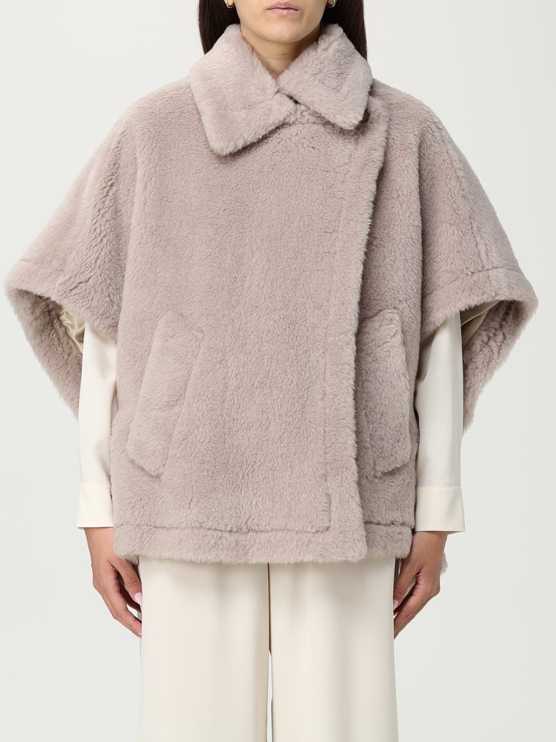 MAX MARA FUR COAT: Cape woman Max Mara, Beige - Img 1