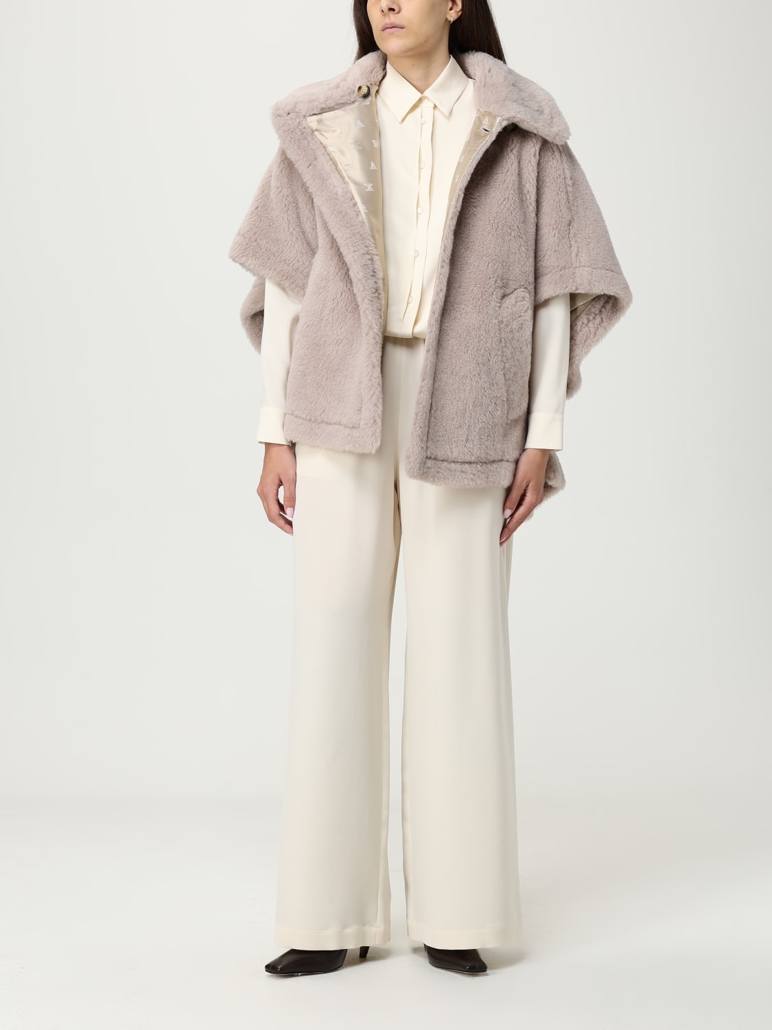 MAX MARA FUR COAT: Cape woman Max Mara, Beige - Img 2