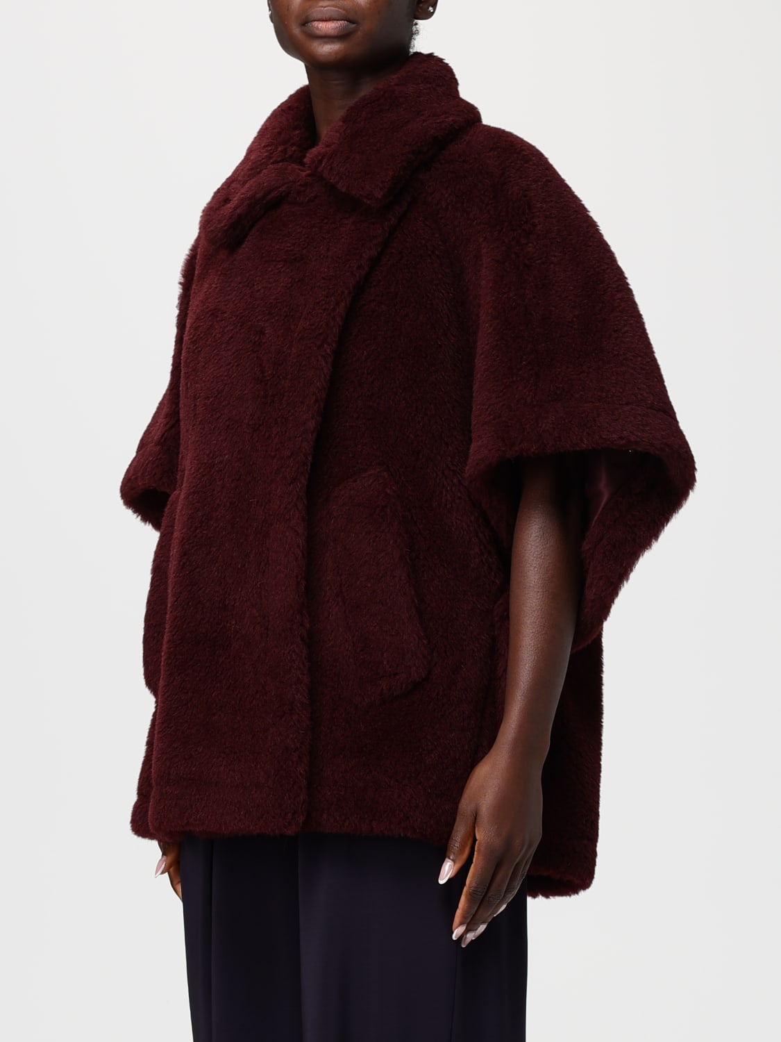MAX MARA FUR COAT: Cape woman Max Mara, Plum - Img 4
