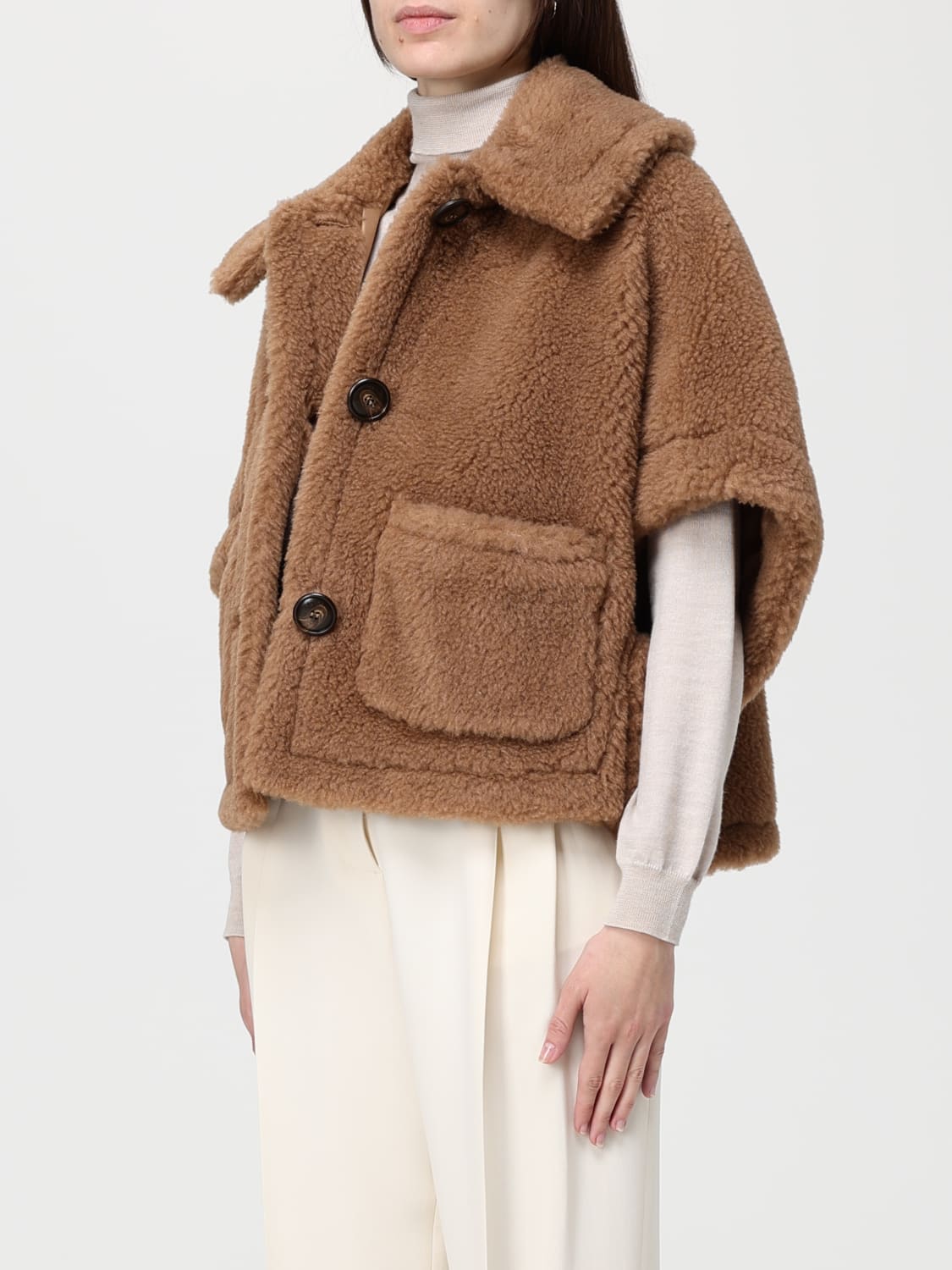 MAX MARA FUR COAT: Cape woman Max Mara, Camel - Img 3