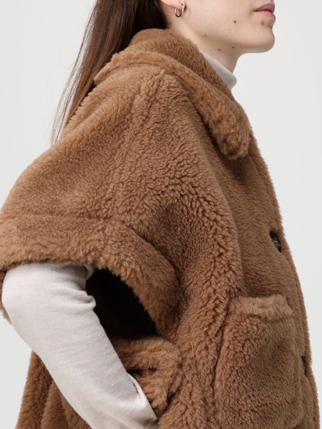 MAX MARA FUR COAT: Cape woman Max Mara, Camel - Img 4