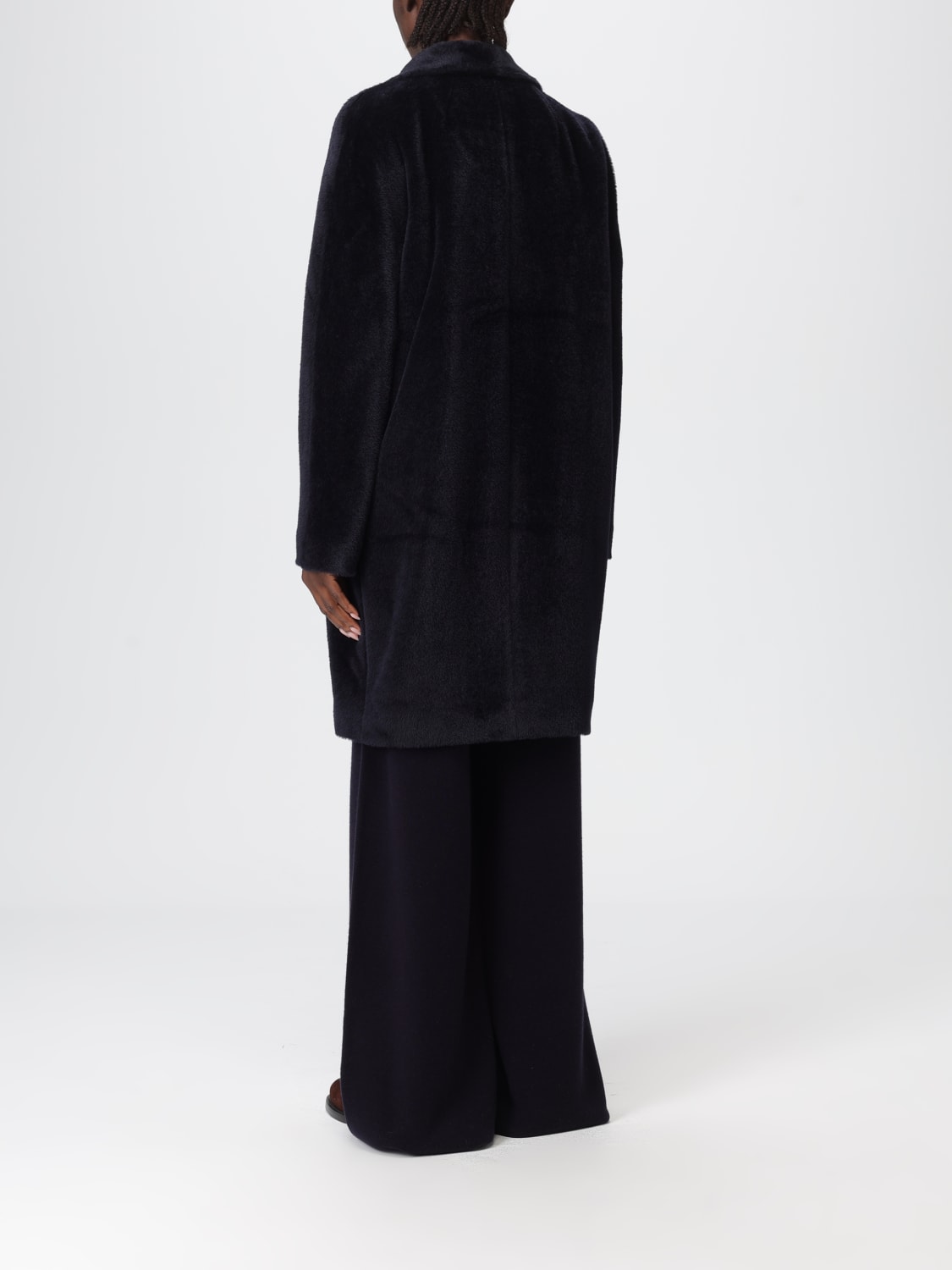 'S MAX MARA ABRIGO DE PIEL: Abrigo mujer 's Max Mara, Azul Oscuro - Img 3