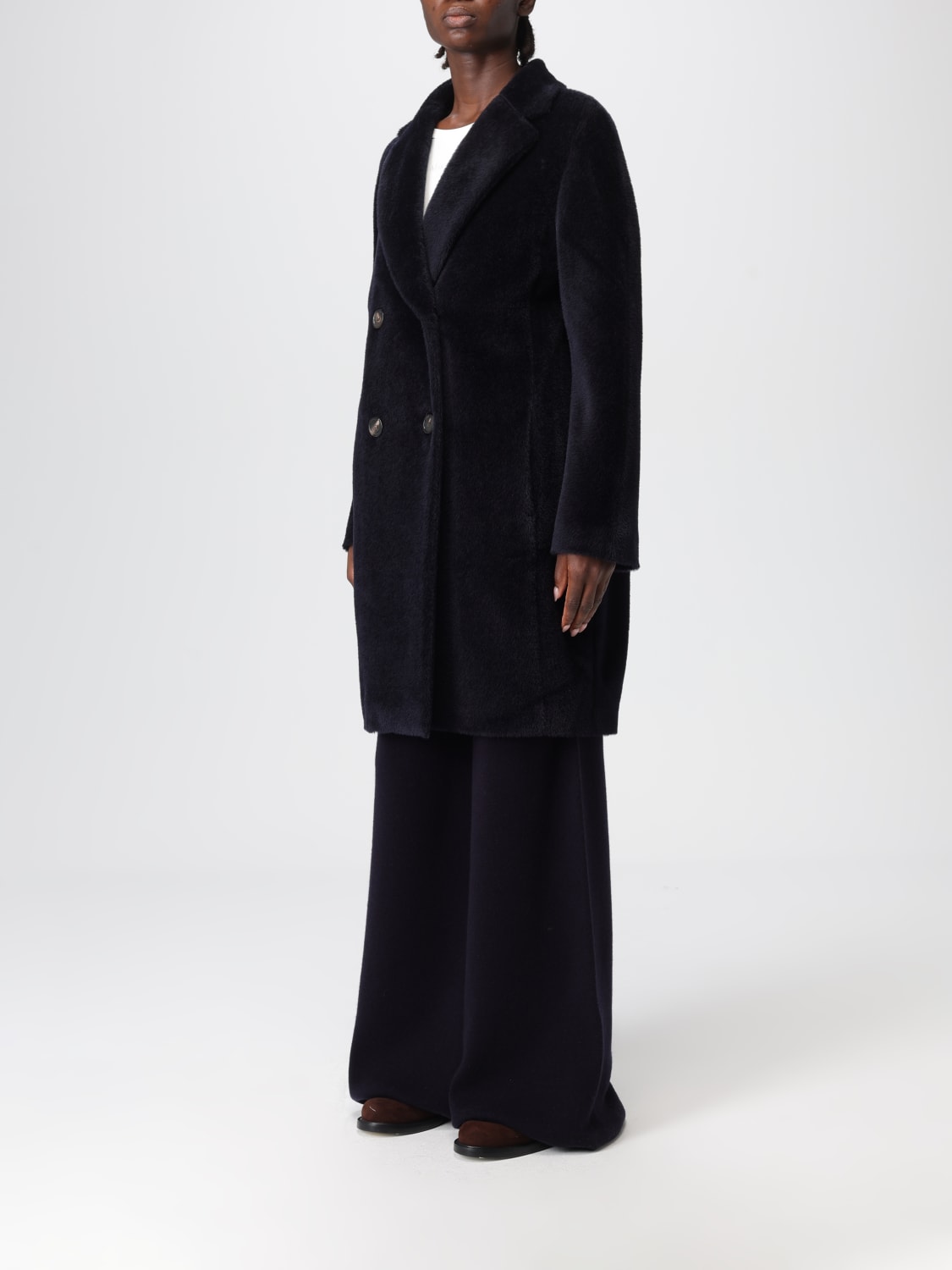 'S MAX MARA ABRIGO DE PIEL: Abrigo mujer 's Max Mara, Azul Oscuro - Img 4