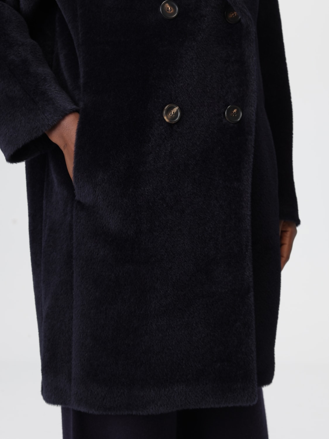 'S MAX MARA ABRIGO DE PIEL: Abrigo mujer 's Max Mara, Azul Oscuro - Img 5