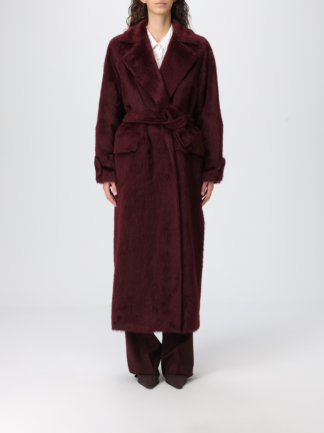 MAX MARA FUR COAT: Coat woman Max Mara, Burgundy - Img 1