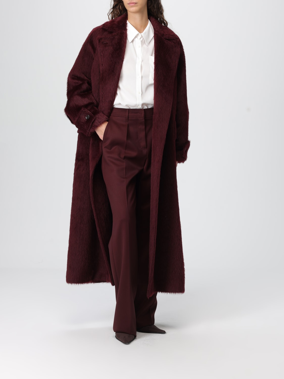 MAX MARA FUR COAT: Coat woman Max Mara, Burgundy - Img 2