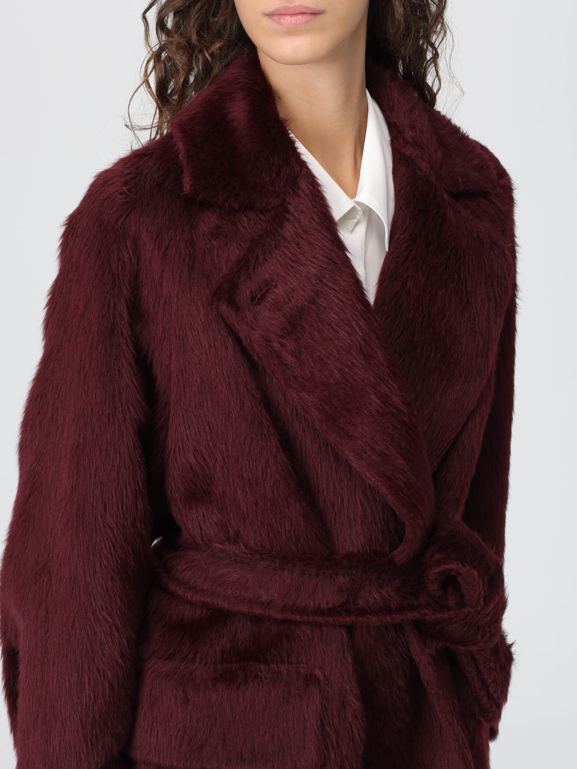 MAX MARA FUR COAT: Coat woman Max Mara, Burgundy - Img 5