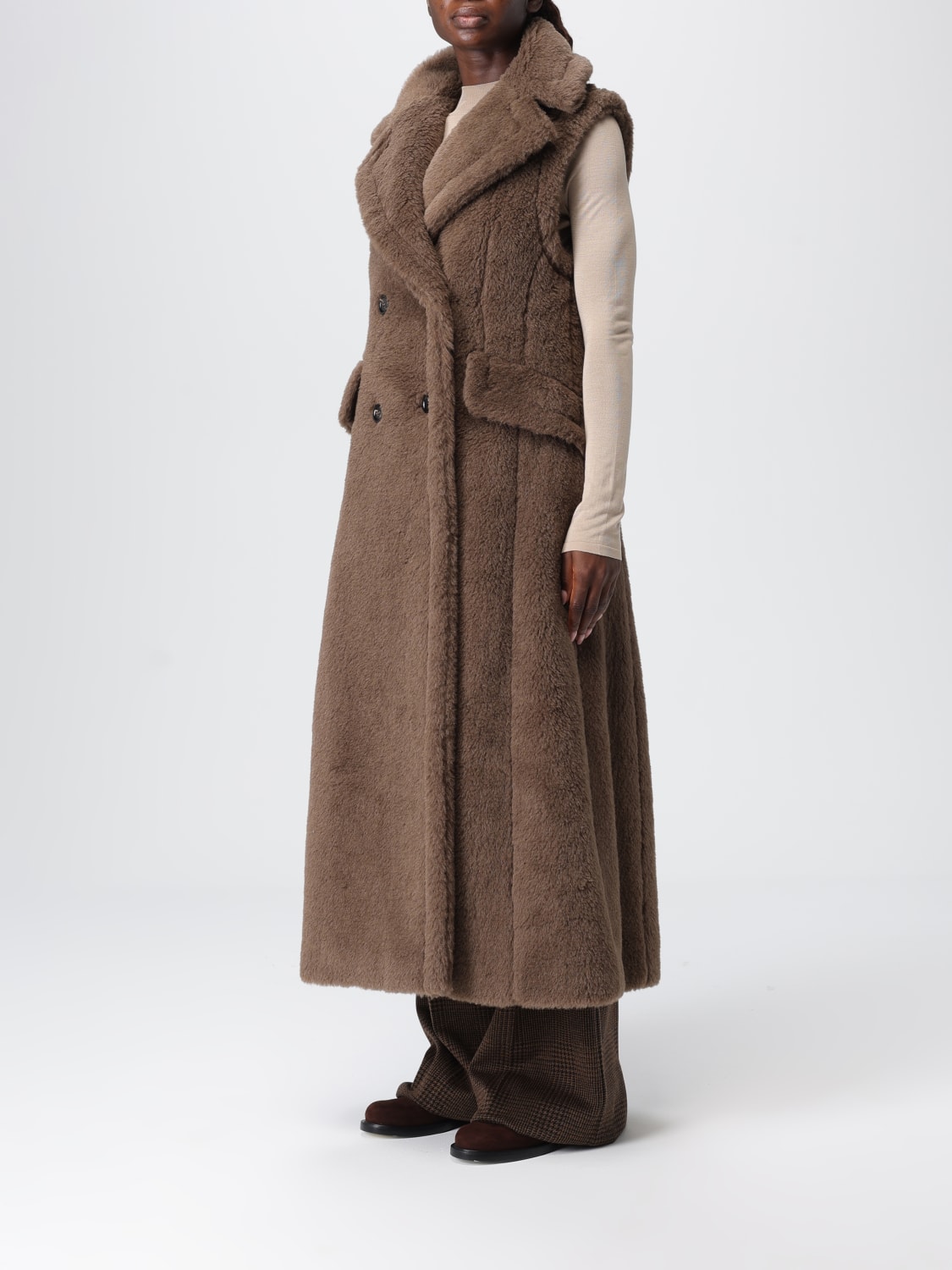 MAX MARA FUR COAT: Coat woman Max Mara, Brown - Img 4