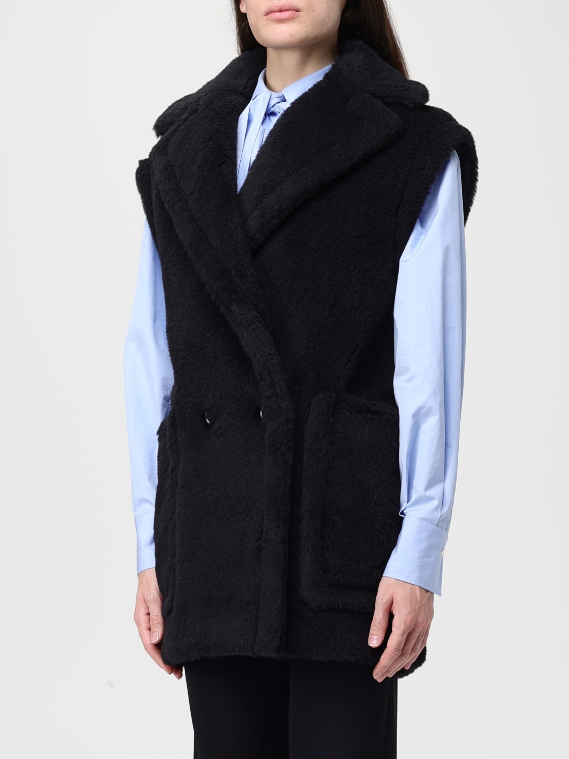 MAX MARA FUR COAT: Coat woman Max Mara, Black - Img 4