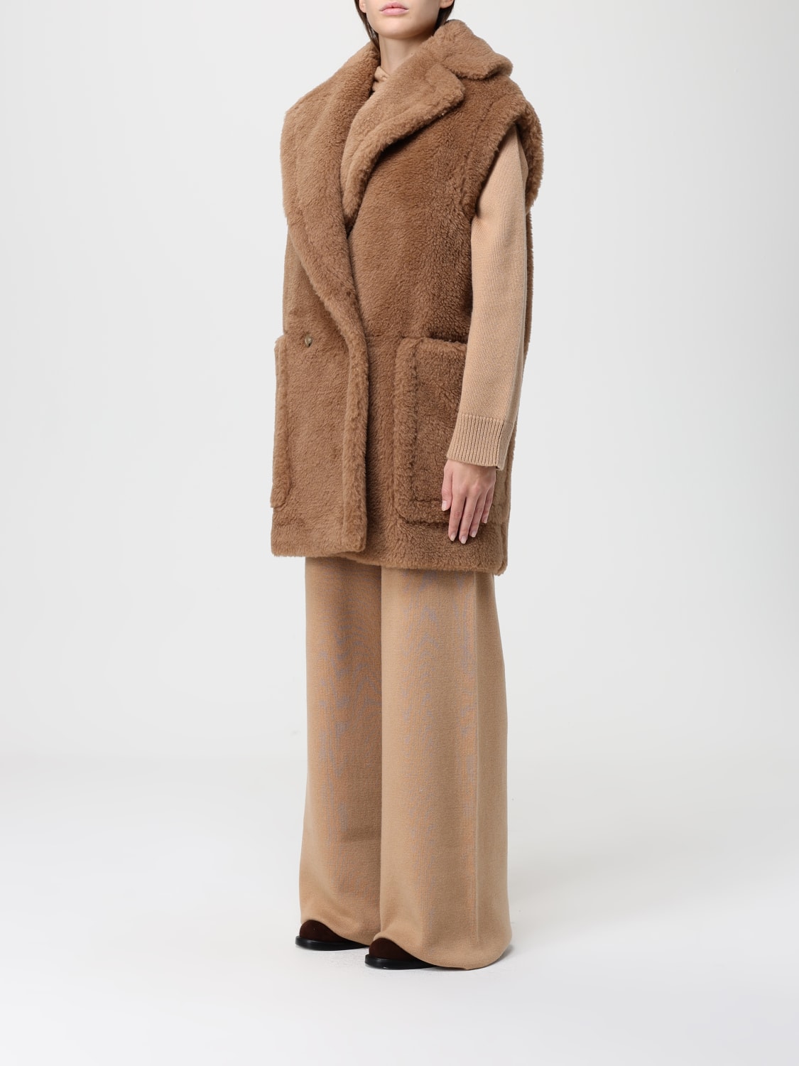 MAX MARA FUR COAT: Coat woman Max Mara, Camel - Img 4