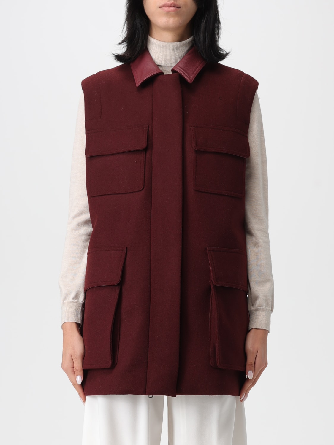 MAX MARA GILET: Blazer femme Max Mara, Bordeaux - Img 1