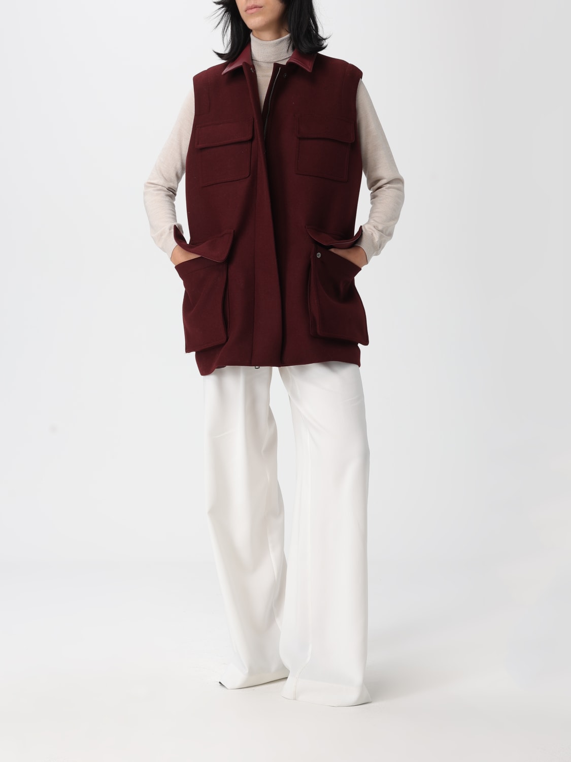 MAX MARA GILET: Blazer femme Max Mara, Bordeaux - Img 2