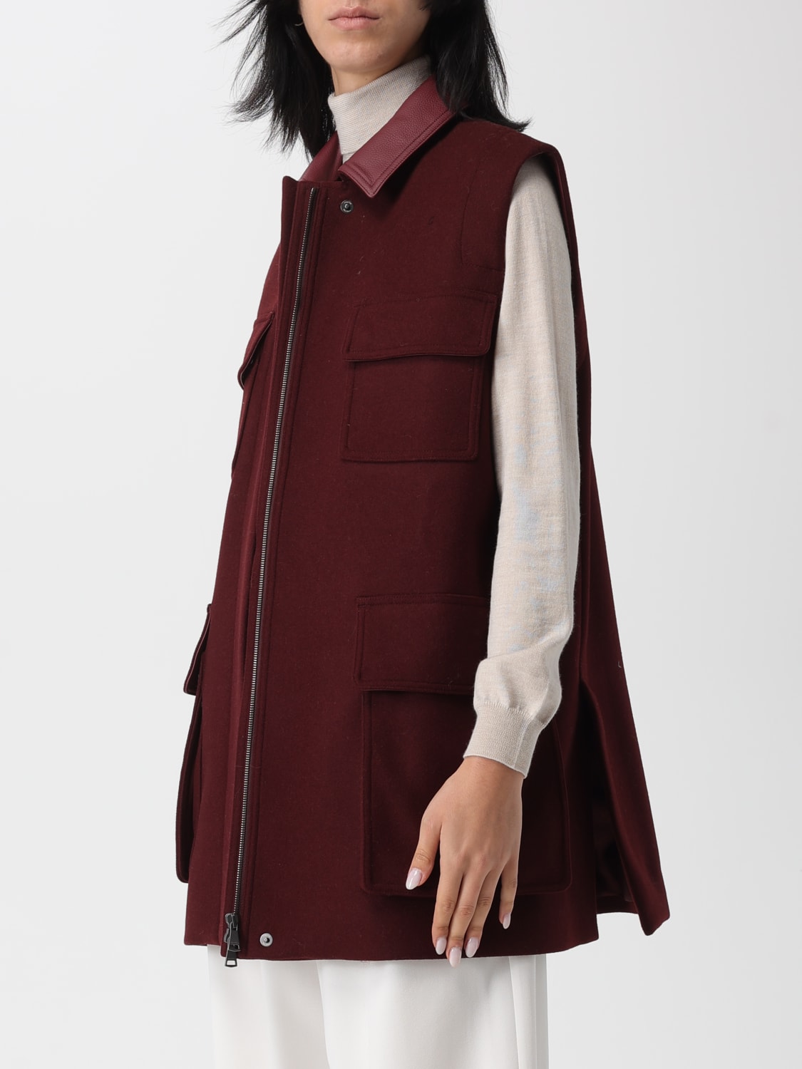 MAX MARA GILET: Blazer femme Max Mara, Bordeaux - Img 4