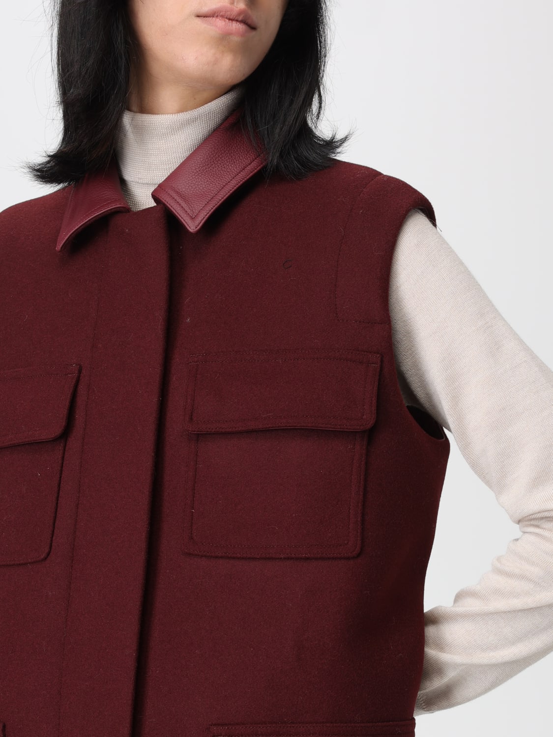 MAX MARA GILET: Blazer femme Max Mara, Bordeaux - Img 5